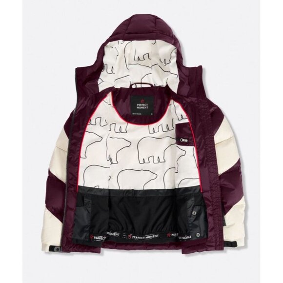 Perfect Moment Super Mojo Striped Puffer Down Jacket Burgundy Youth Size 10 NWT - Picture 3 of 10